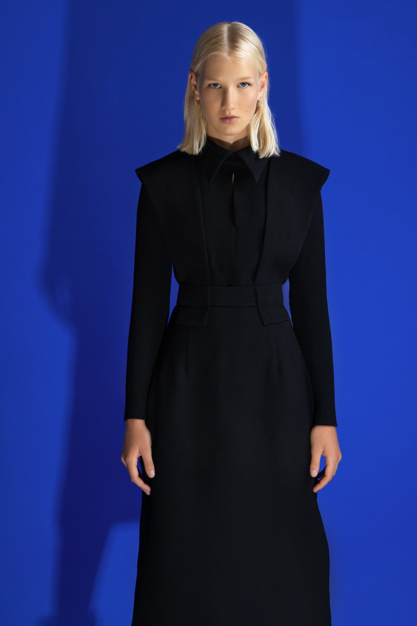 Black Fashion Fitted Midi Dress