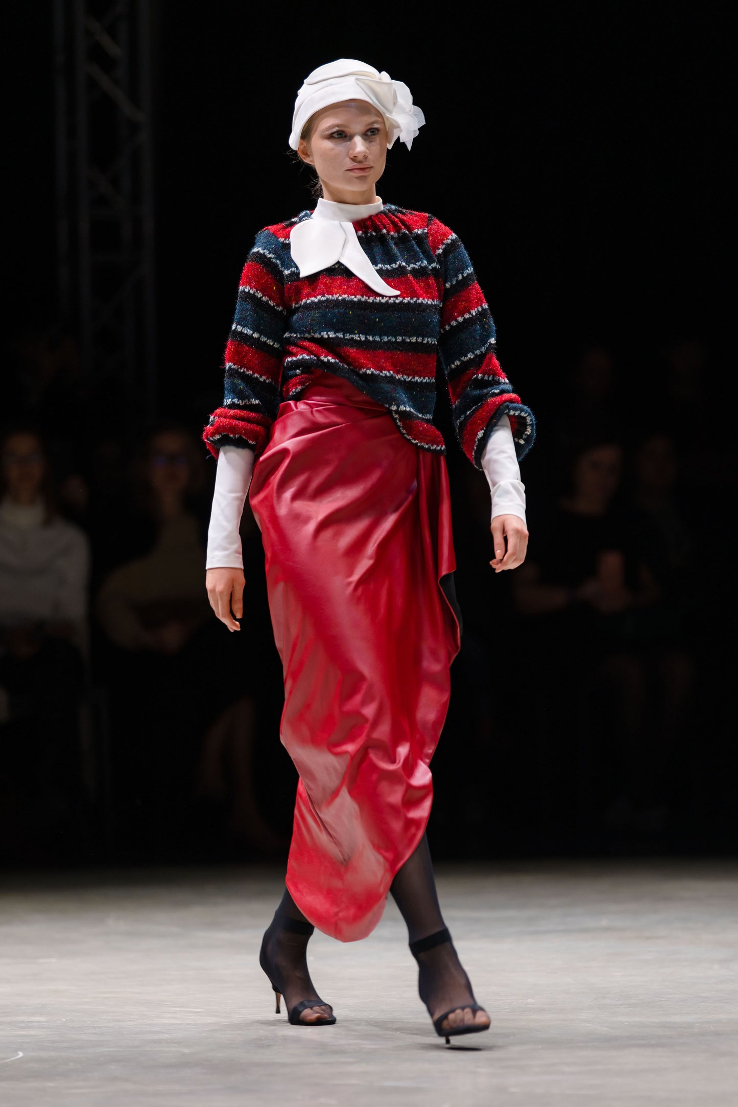 Designer Soft Faux Leather Asymmetrical Midi Skirt Red