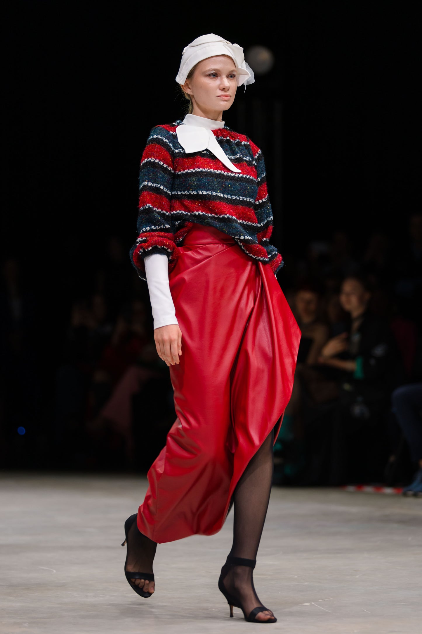 Designer Soft Faux Leather Asymmetrical Midi Skirt Red