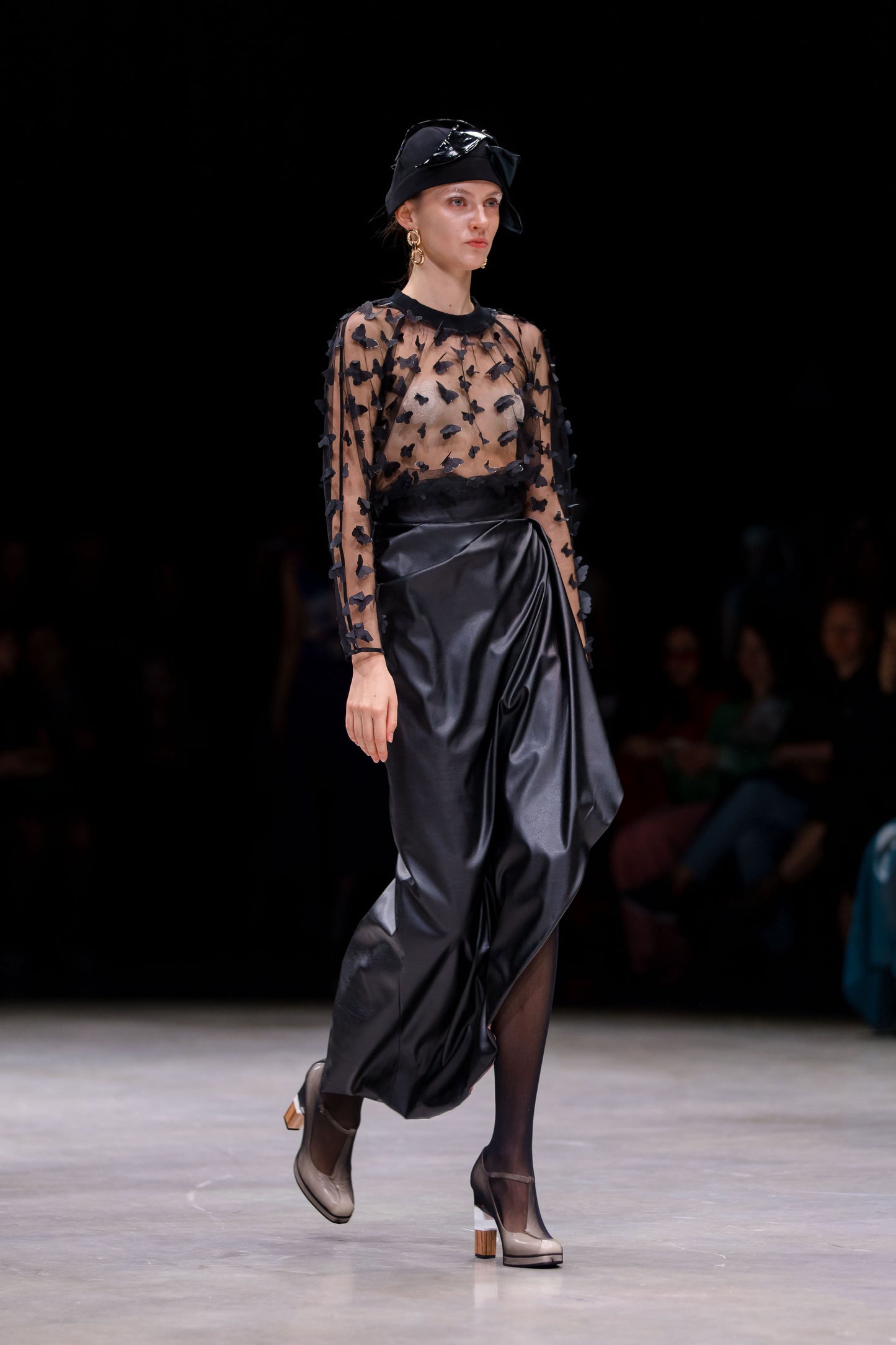 Designer Soft Faux Leather Asymmetrical Midi Skirt