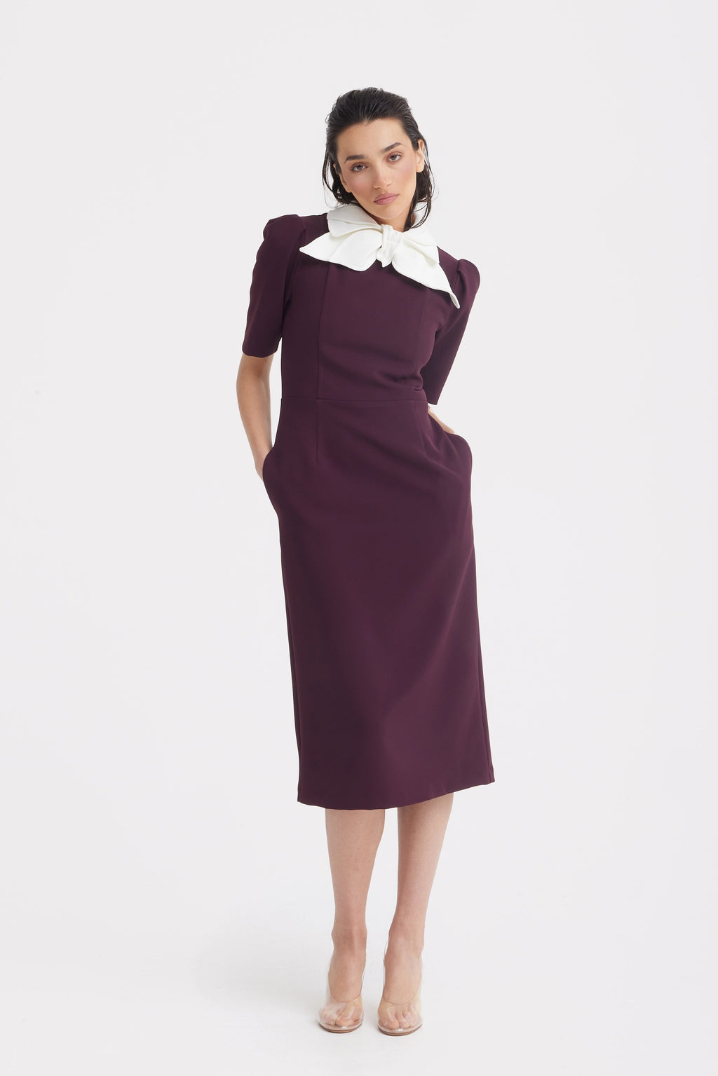 elegant midi cocktail dresses Lady Black Tie - Talullah Midi Dress - Off-white Mikado Cocktail Dress
