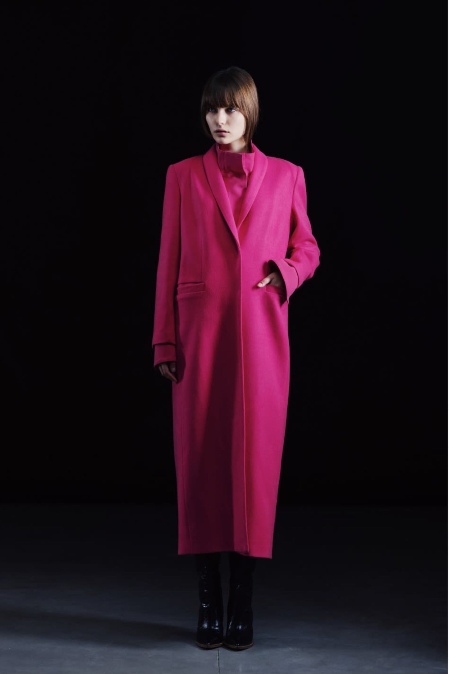 Fashion Single-Breasted Maxi Coat Pink