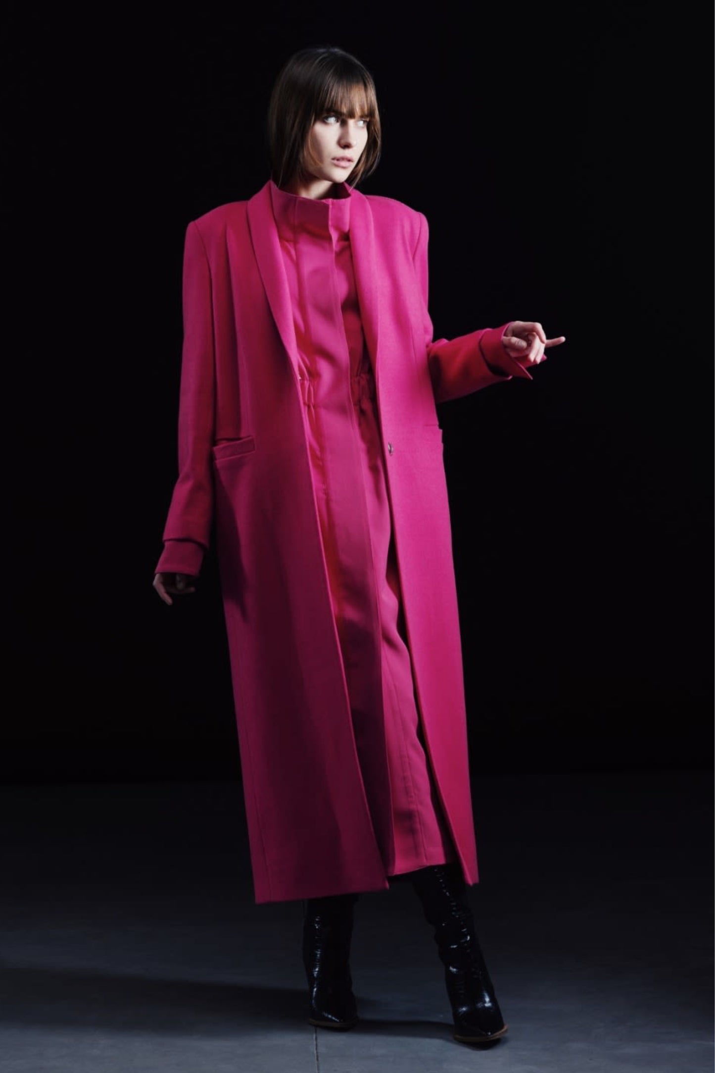 Fashion Single-Breasted Maxi Coat Pink