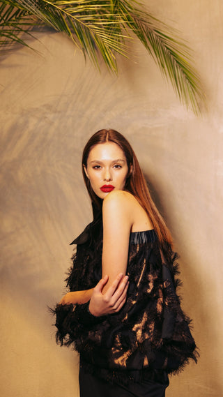 Designer Off-Shoulder Blouse With Stars