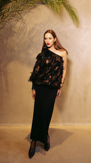 Designer Off-Shoulder Blouse With Stars