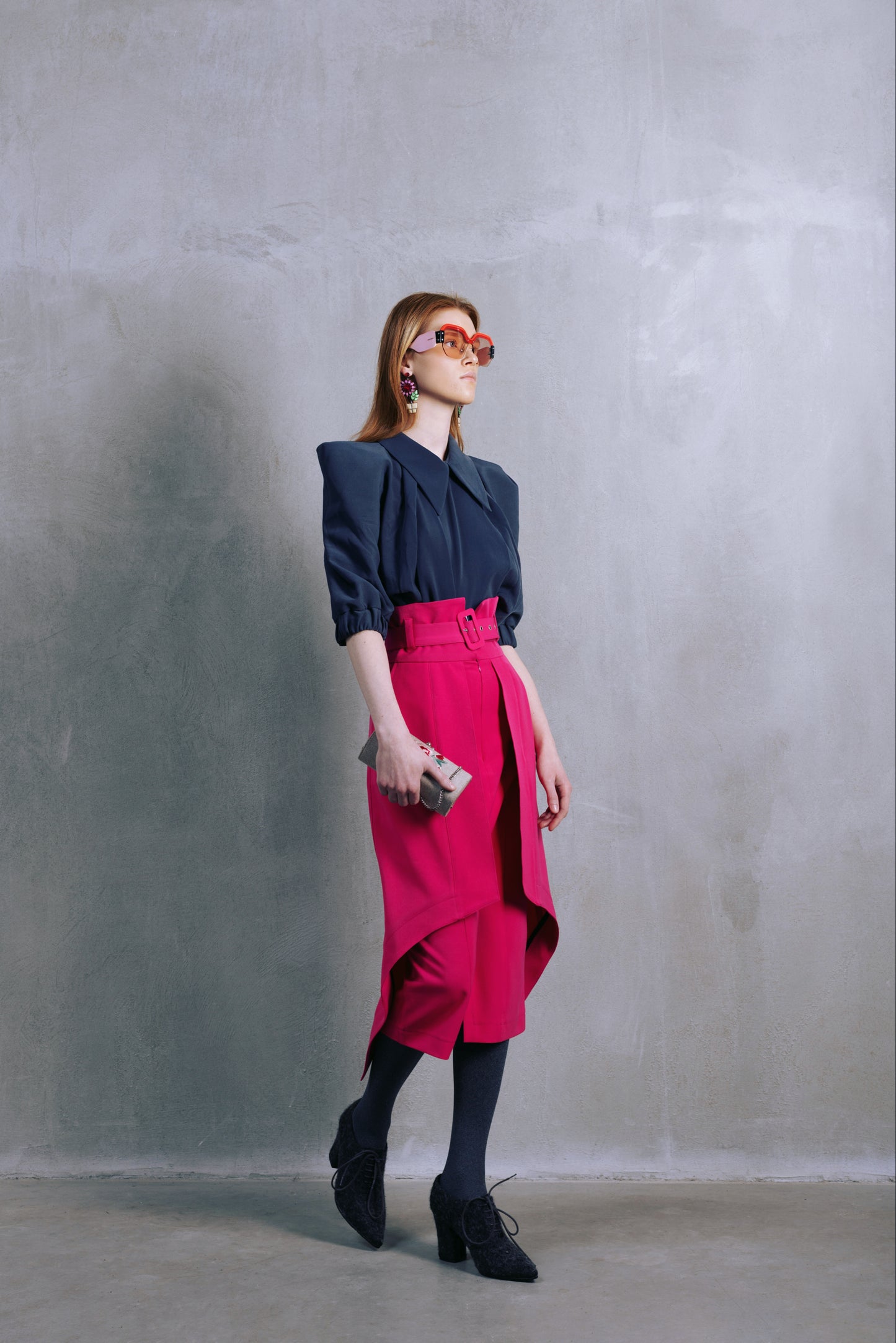 Designer Double Midi Skirt Pink