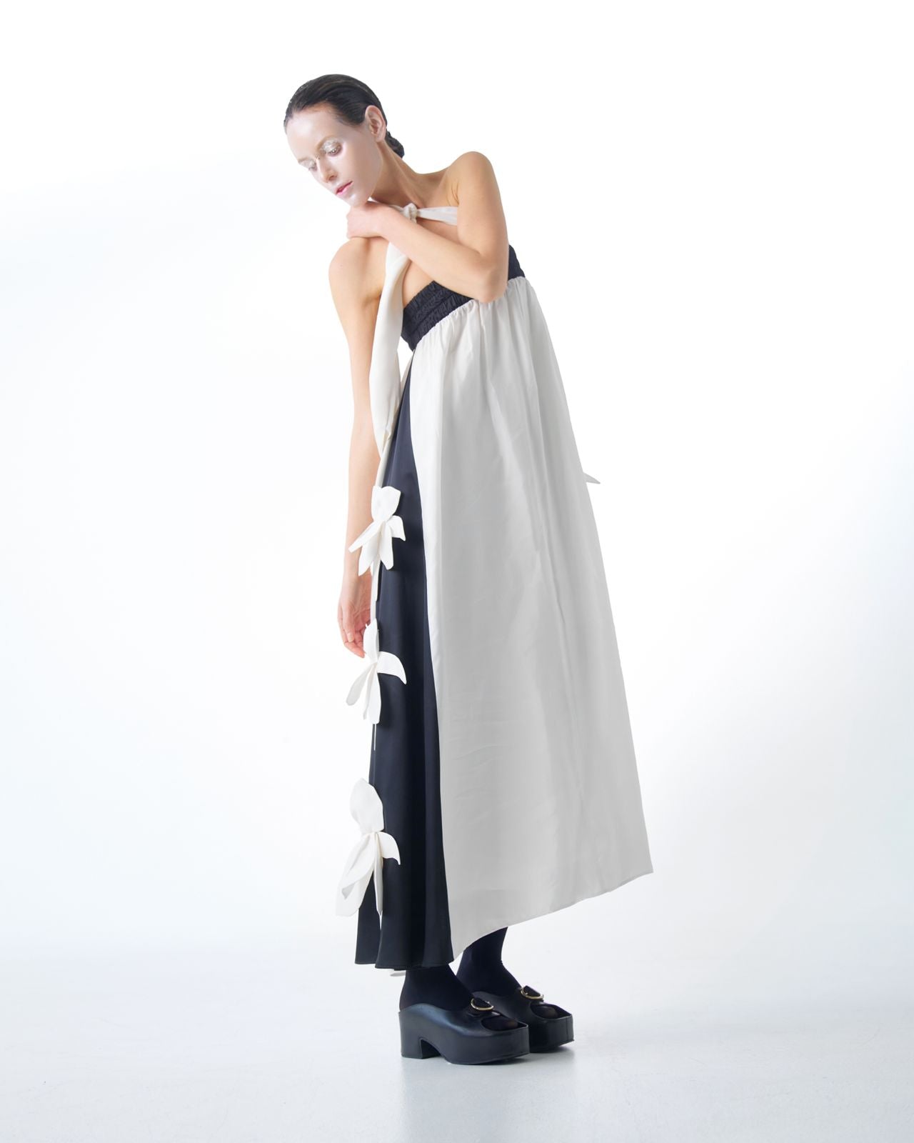 Designer Bustier Dress Black White