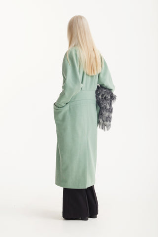 Architectural Wool-Effect Coat With Large Pockets Mint Green