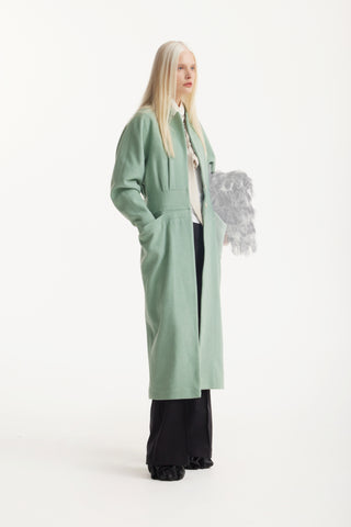 Architectural Wool-Effect Coat With Large Pockets Mint Green