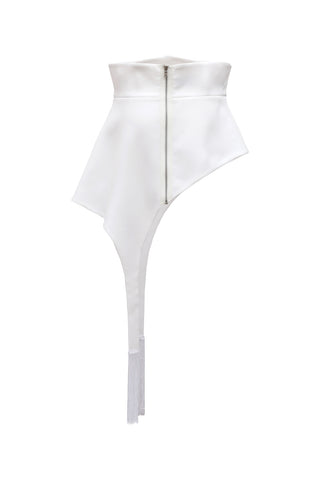 Fashion Accent Belt With Fringe White