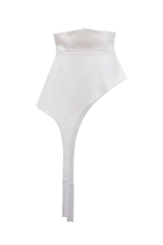 Fashion Accent Belt With Fringe White