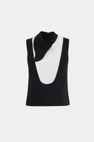 Chic Formal Sleeveless Top With Unique Collar Black