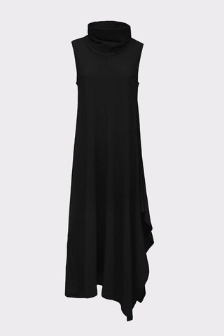 Asymmetrical Sleeveless Long Dress Black