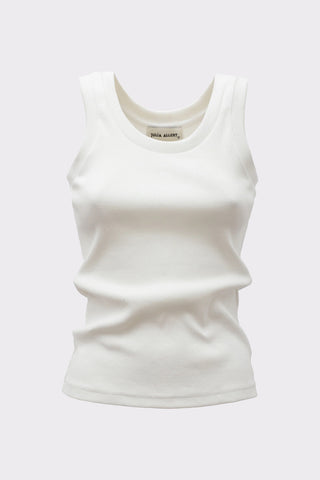 Basic Rib Tank Top Solid White
