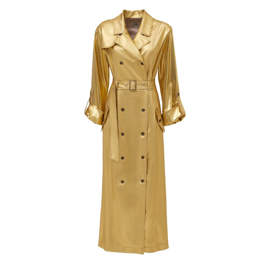 Belted Double-Breasted Trench Dress Jersey Gold
