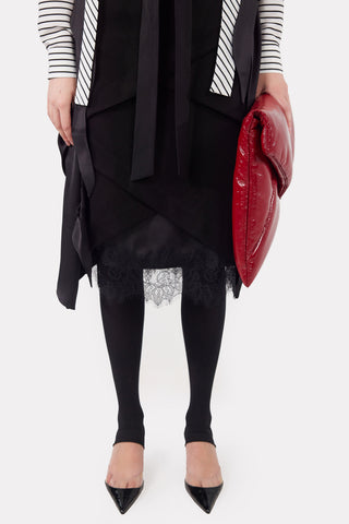 Sophisticated High-Waisted Skirt With Lace Hem Black