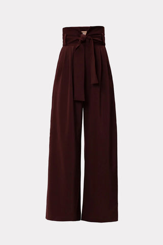 Burgundy High Waist Long Wide Leg Trousers