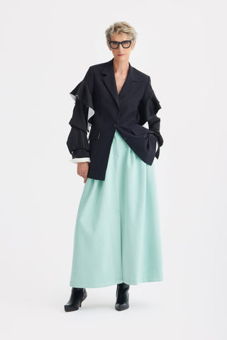 Designer Classic Cut Blazer With Sleeve Twist - Black