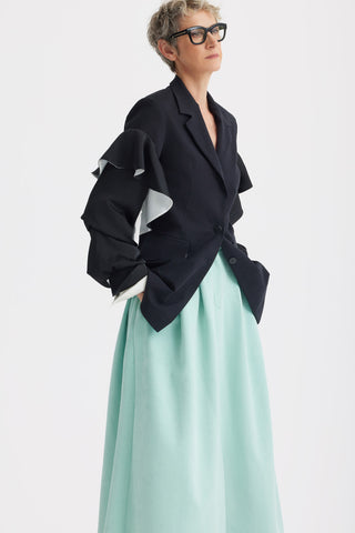 Designer Classic Cut Blazer With Sleeve Twist - Black