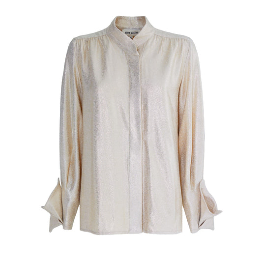 Chic Blouse With Decorative Cuffs Gold Foil