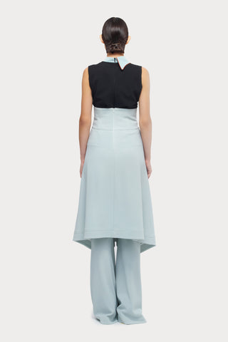 Chic Formal Sleeveless Top With Unique Collar Light Blue