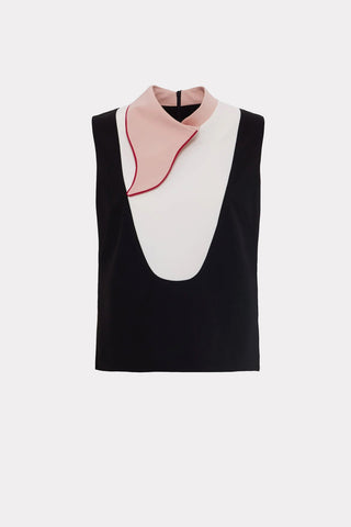 Chic Formal Sleeveless Top With Unique Collar Pink