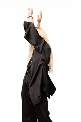 Chic Oversized Satin Shirt Black