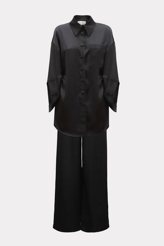 Chic Oversized Satin Shirt Black
