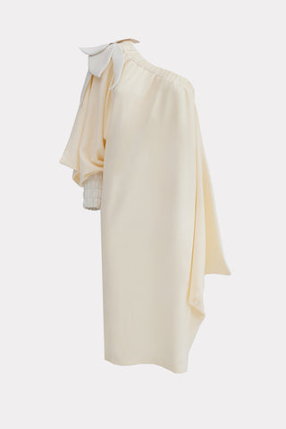 Cocktail One-Shoulder Midi Dress Ecru