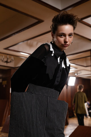 Conceptual Romantic Velvet Shirt Black