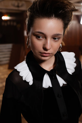 Conceptual Romantic Velvet Shirt Black