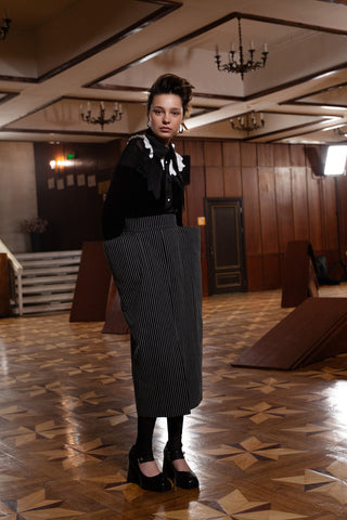 Conceptual Romantic Velvet Shirt Black