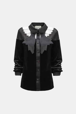Conceptual Romantic Velvet Shirt Black