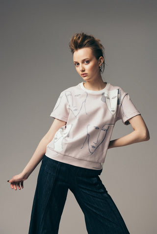 Crew Neck T-Shirt With Rolled Sleeves Art Print