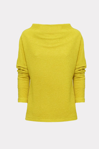Crinkled Boat Neck Sweater Yellow