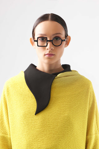 Crinkled Boat Neck Sweater Yellow
