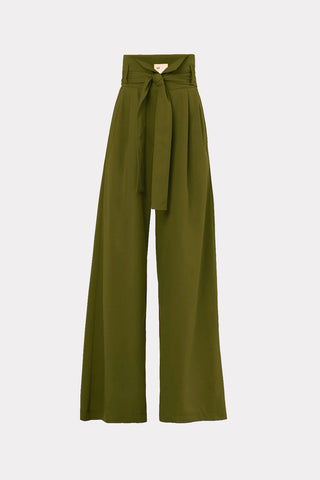 Dark Olive High Waist Long Wide Leg Trousers