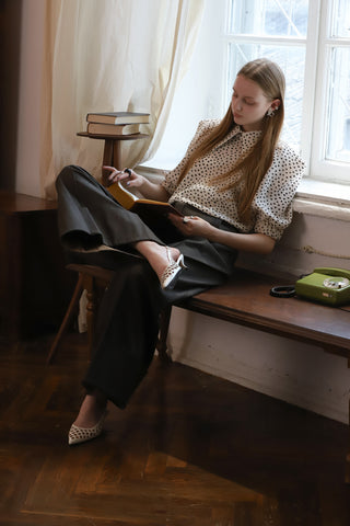 Designer Blouse Crepe Polka Dot