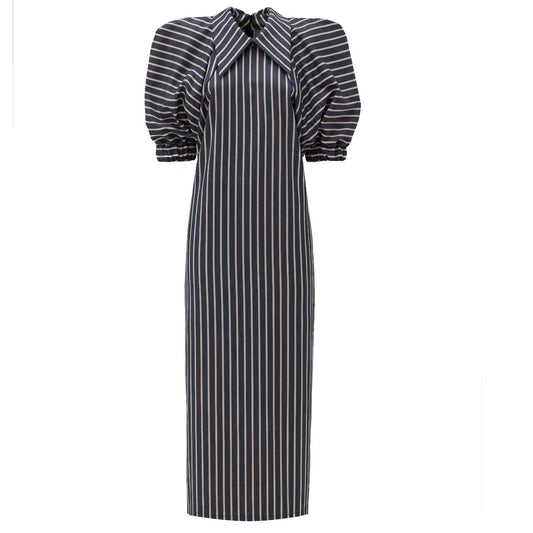 Striped Midi Dress Blue