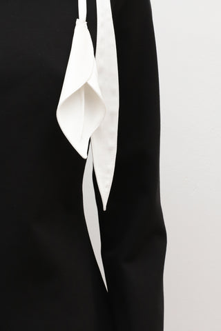 Designer Boat Neck Blouse, Floral Drape – Black