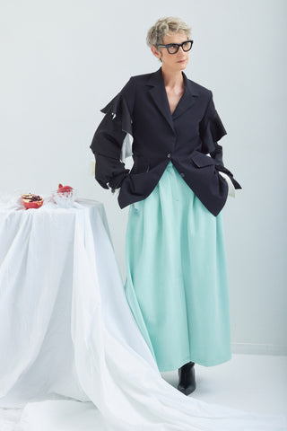 Designer Classic Cut Blazer With Sleeve Twist - Black