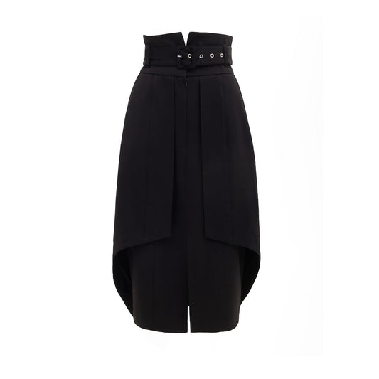 Designer Double Midi Skirt Black