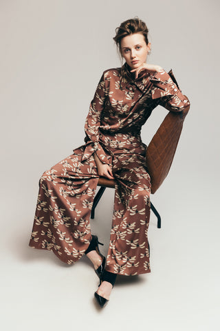 Designer Dragonfly Satin Shirt Terracotta Pink