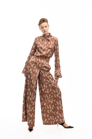 Designer Dragonfly Satin Shirt Terracotta Pink