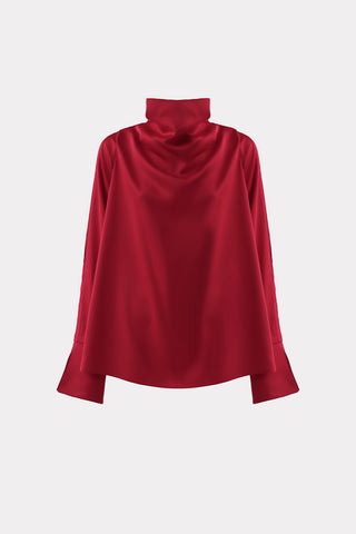 Designer Longsleeve Blouse Satin Red