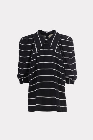 Designer Striped Narrow Blouse Black
