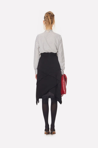 Sophisticated High-Waisted Skirt With Lace Hem Black