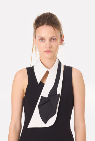 Detachable Shirt Collar With Sculptural Tie White