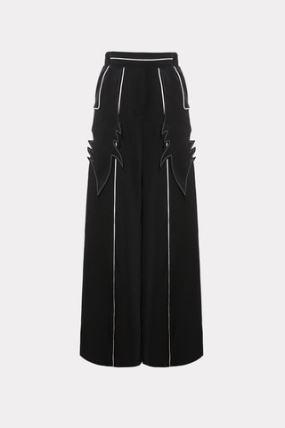 Elasticated Waist Trousers With Contrast Piping Black