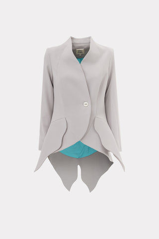 Elegant Blazer With Curved Hem Beige-Gray